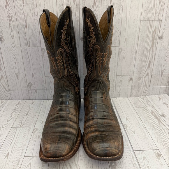 Lucchese Other - Lucchese Cowboy CY7312 Men’s Western Boots – Brown Caiman Belly – 10D – W Toe